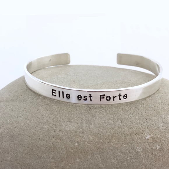Elle Est Forte Cuff Bracelet Sterling Silver - Picture 6 of 8
